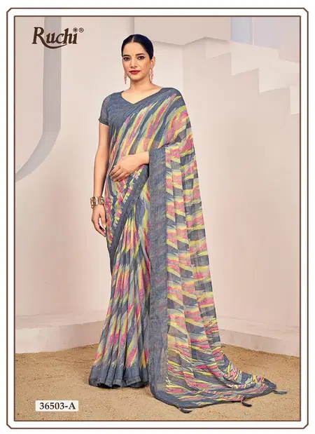 Vanilla 12 By Ruchi Chiffon Saree With Swarovski On Border Wholesale Price In Surat